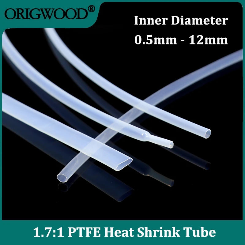1.7:1 PTFE Heat Shrink Tube Transparent 0.5/1/2/2.5/4/5/6/8/10/12mm High Temperature Shrinkage Sleeve for Wire Connect Protect