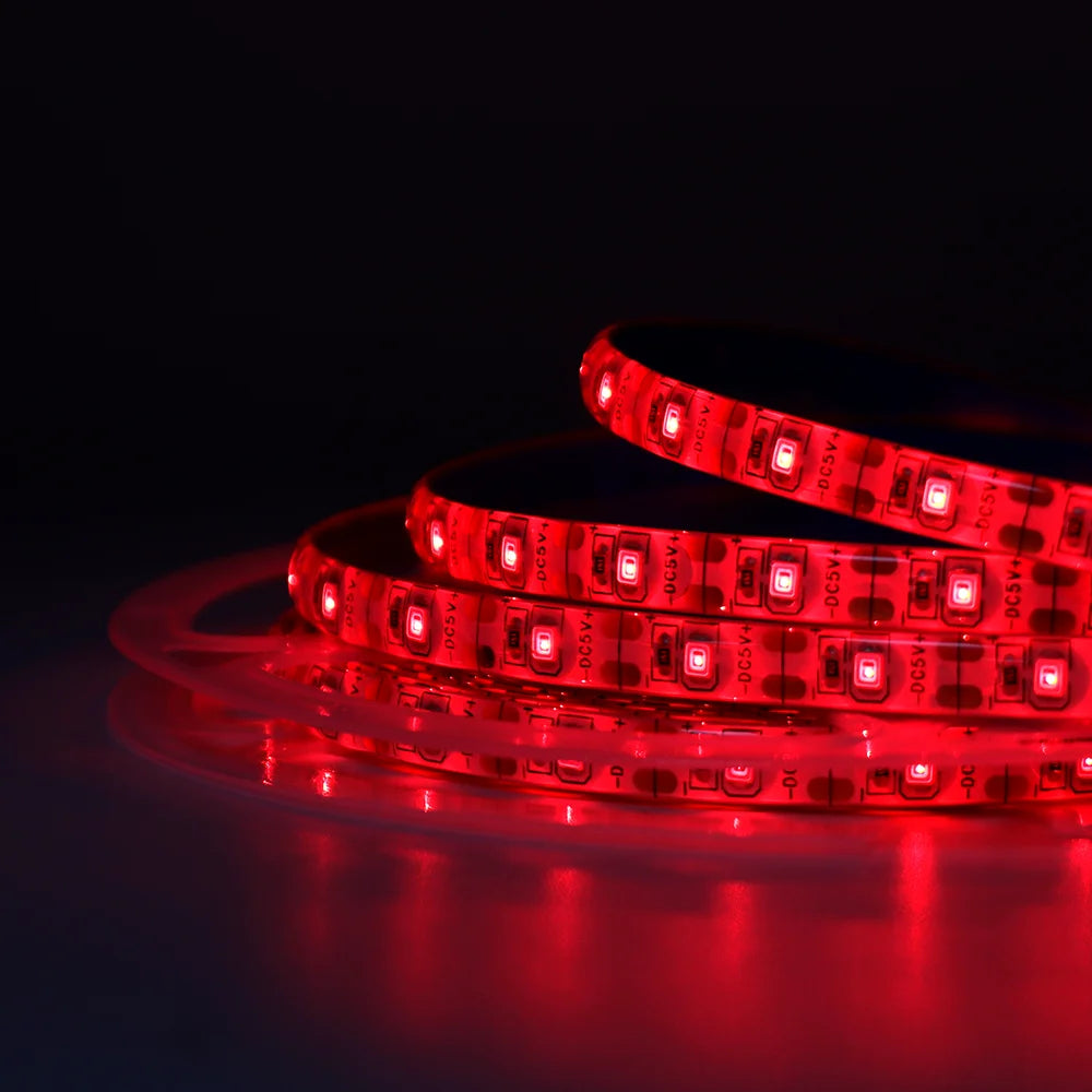 3AA Battery Powered LED Strip 5V 2835 SMD 60LEDs/m Waterproof Flexible LED Tape TV Backlight Warm White Red Green Ice Blue Pink