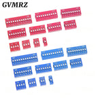 10PCS 2.54mm DIP Switch Red Blue 1 2 3 4 5 6 7 8 9 10 12 PIN PCB Mounted Toggle Code Switch ON OFF Selector for Circuit Board