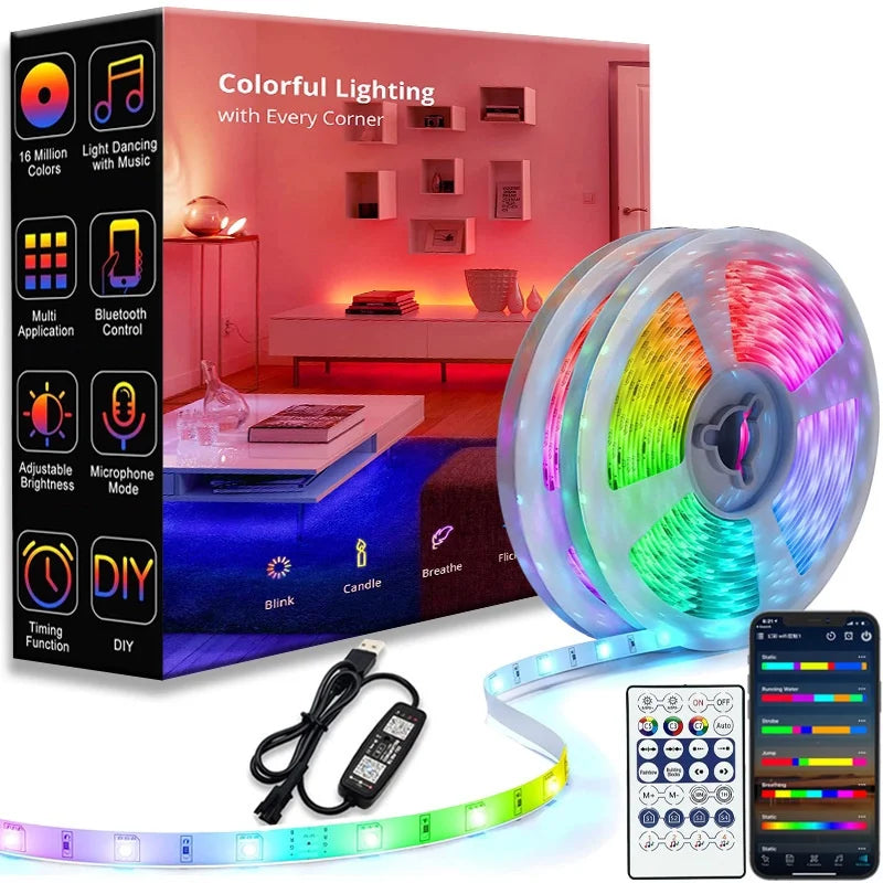 1-30M USB WS2812b Magic RGBIC Dream Strip Light 5050 LED RGB Strip Tuya WiFi App Horse Racing Running Atmosphere Light Home Deco
