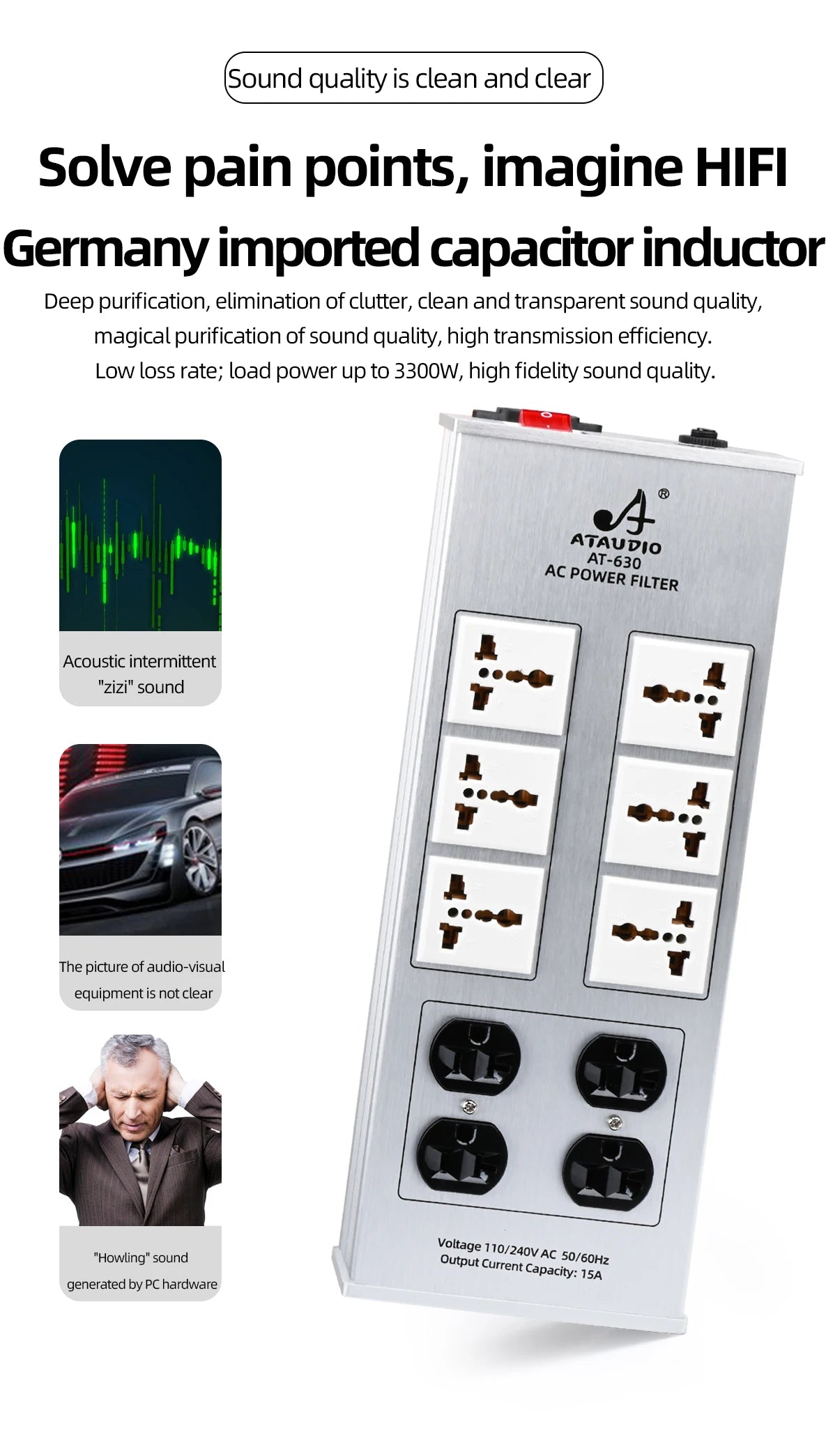 HiFi Power Filter HiFi Lightning Protection Anti-interference PA Audio Power Purifier 220V Dedicated Power Strip