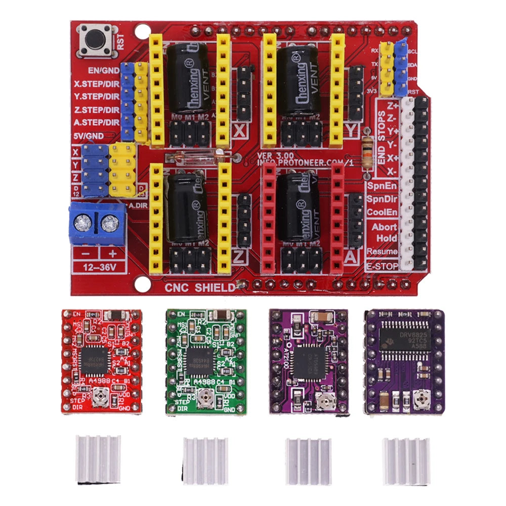 New CNC Shield V3 V4 Engraving Machine / 3D Printer / + A4988/DRV8825 Driver Expansion Board for Arduino DIY Kit