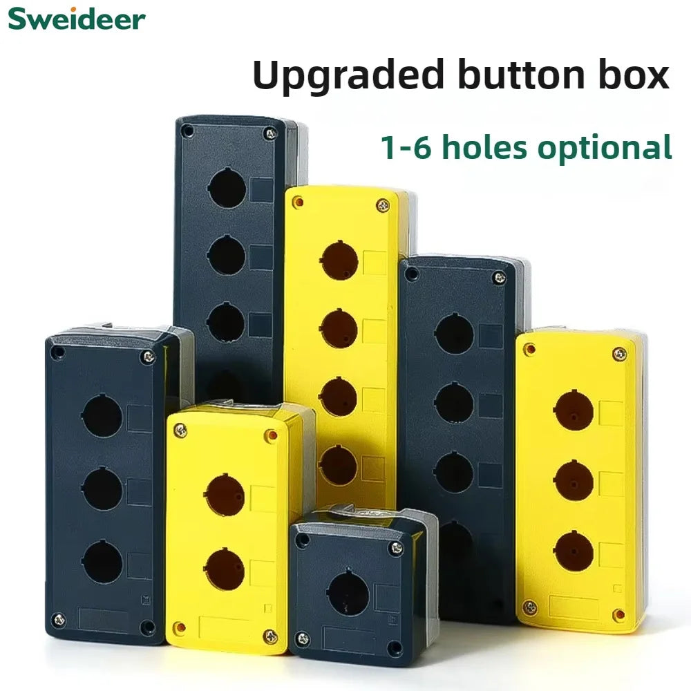 1/2/3/4/5 Hole Button Switch Control Box Button Emergency Stop Dustproof Waterproof IP65 Button Thickened Yellow Gray