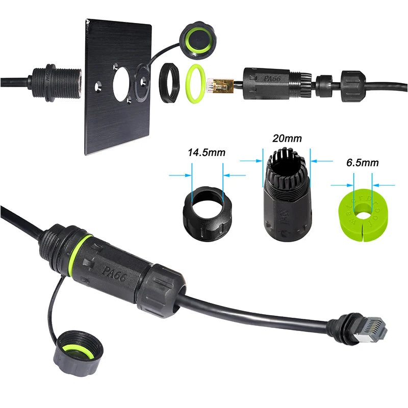 For Starlink Mini Gen3 to RJ45 Ethernet Connector Adpater IP68 Waterproof for SPX Extender GEN3 V3 CAT6 Gigabit Cable Connector