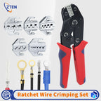 Electrician Pressed Pliers Crimping Tool with Interchangeable Dies Ratcheting Wire Crimper for Electrical Terminals Connector