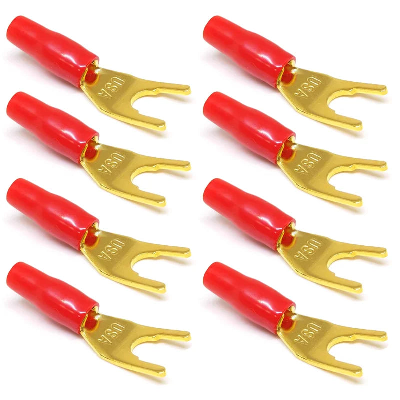 8PCS Gold Plated Y/U Shape Spade Fork Banana Plug Jack Plug Banana Plug Solderless Speaker Cable Power Terminal Connector