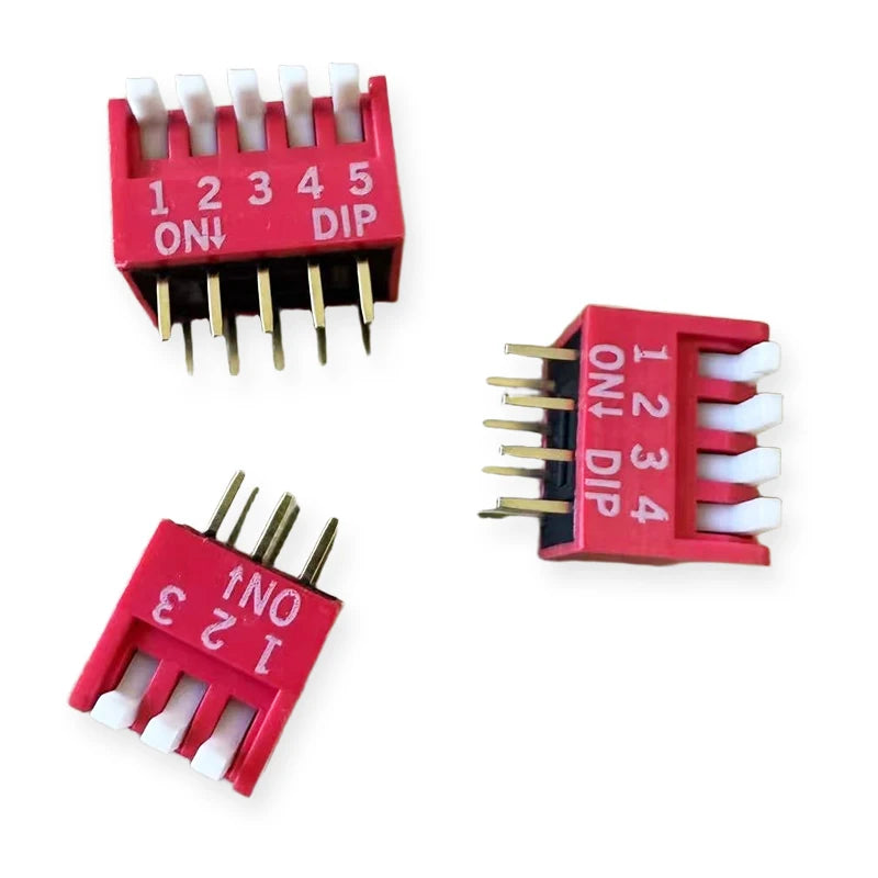 10PCS Piano Type Red Toggle Switch Module Spacing 2.54MM Horizontal Type Side Plug DP-1/2/3/4/5/6/7/8/10 Position DIP Switch
