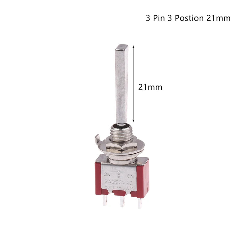 Toggle Switch 3Pin 3/2 Position Self-locking/Self-resetting ON OFF ON DPDT SPST DPST 5A 125VAC 2A 250VAC Latching Flat Handle