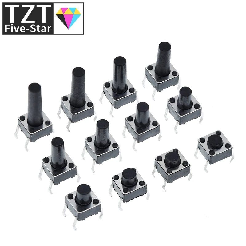 GREATZT 6X6X5/4.3/5.5/6/7/8/9/10/13MM Tact Switch Push Button Switch 12V 4PIN DIP Micro Switch For TV/Toys/home use Button