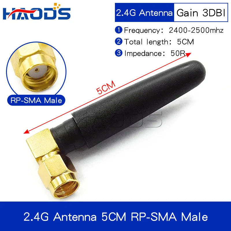 2PCS 2.4G Antenna Fold Glue Stick 3DBI WLAN Router Antenna Wifi Module Signal Enhancement 2400-2500mhz SMA Male Connector 6DBI