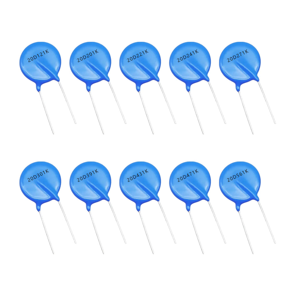 10 Values 20D Varistor Kit piezoresistor resistor VDR 121K/201K/221K/241K/271K/301K/391K/431K/471K/561K Total 20 Pcs