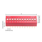 20PCS Red Toggle DIP Switch Module Spacing 2.54MM 24V Inline 1 2 3 4 5 6 7 8 9 10 12 PIN Quick Dial The Code Switch