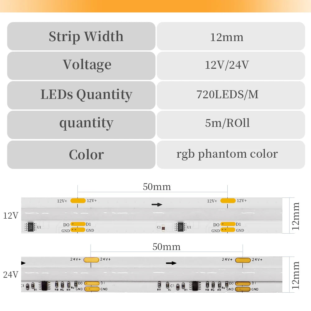 COB LED Strip Light WS2811 RGBIC 432/576/720Leds/M Dimmable Tape Lights For Christmas Home Party Decoration Lighting DC12V 24V