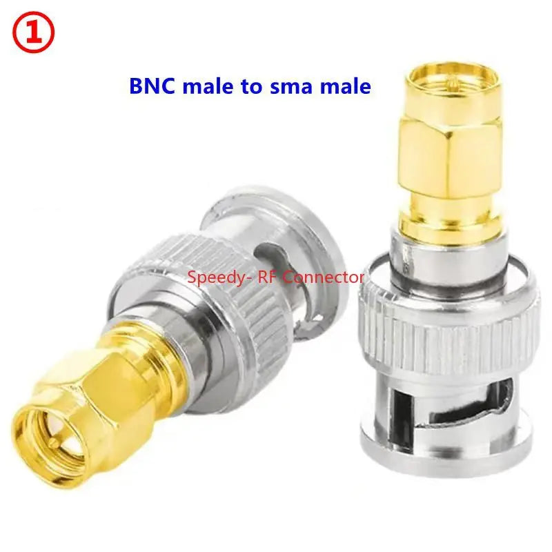 2PCS Q9 BNC To SMA Male Plug&Female Jack Disc RF Adapter Connector 50ohm Wire Terminals Copper Brass Nickel Plating SMA TO BNC