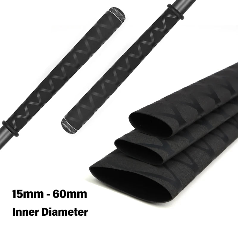 X Pattern Black 15 18 20 25 30 35 40 50 60mm Heat Shrink Sleeve for Fishing Rod Grips Non Slip-Insulation-Waterproof Wrap Tubing
