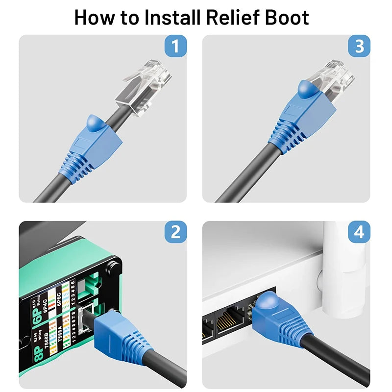 RJ45 Connector CAT6 Pass Through Connectors Crystal End Gold-Plated 8P8C UTP Protective Case Ethernet Network Modular Plug