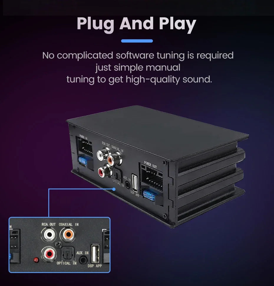 Android Radio DSP Audio Processor 4*80W Amplify Automotive Sound Modules Electronics Stereo Amplifer APP Automobiles Car Parts