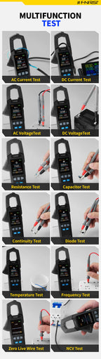 FNIRSI DMC-100 Clamp Meter 10000 Counts TRMS AC/DC Current Amperemeter Clamp 600A Digital Multimeter USB Charge Electrician Tool