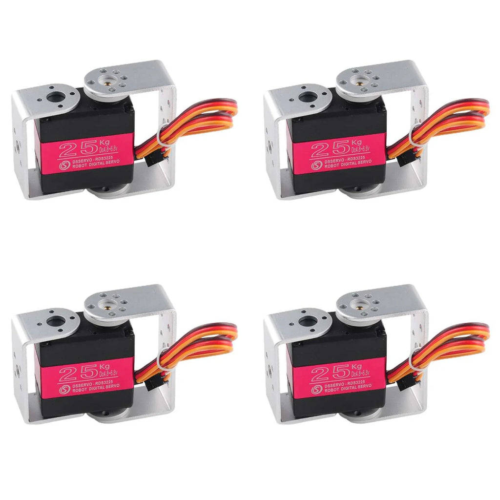 DIYmall 4 Sets RDS3225 25KG Digital Servo 6V Full Metal Gear 180/ 270 Degree Double-shaft Waterproof IP66 Robotic Servo Motor