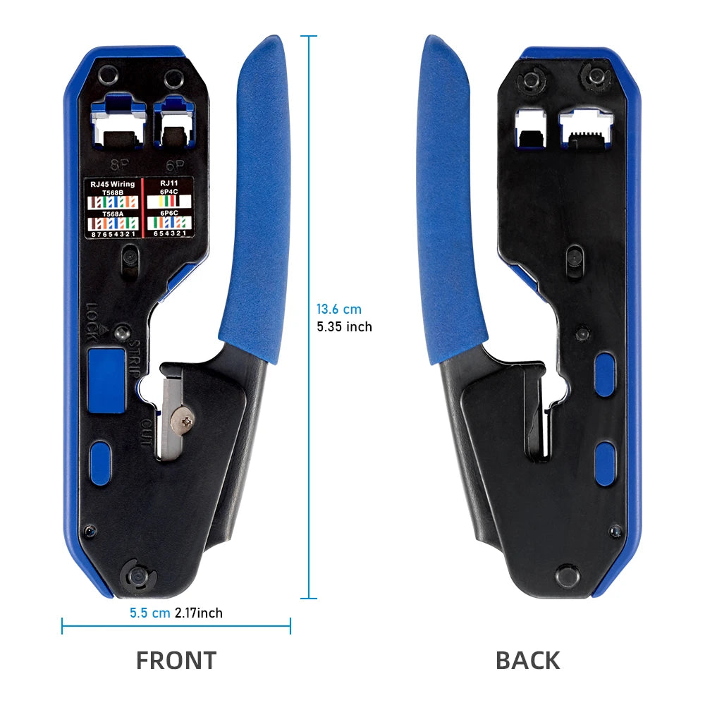 RJ45 Crimping Tool Set, 8P6P Cat5 Cat5e Cat6 Ethernet Crimper Pliers with Wire Stripper Cutter for RJ11 RJ12 Modular Plugs