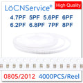 LoCNService SMD Capacitors 4000PCS 0805 2012 COG/NPO RoHS 50V 0.5% 5% 4.7PF 5PF 5.6PF 6PF 6.2PF 6.8PF 7PF 8PF High quality