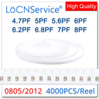 LoCNService SMD Capacitors 4000PCS 0805 2012 COG/NPO RoHS 50V 0.5% 5% 4.7PF 5PF 5.6PF 6PF 6.2PF 6.8PF 7PF 8PF High quality