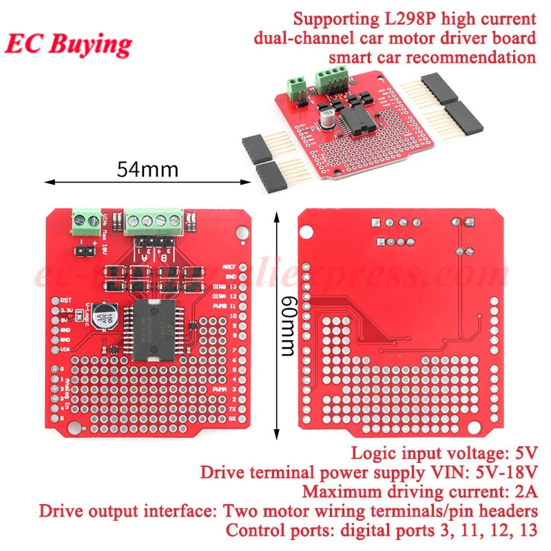 L298P L298 Motor Shield Stepper DC Motor Driver Board Expansion Module 2A Dual Full Bridge H-Bridge 2 Way For Arduino R3 L298N