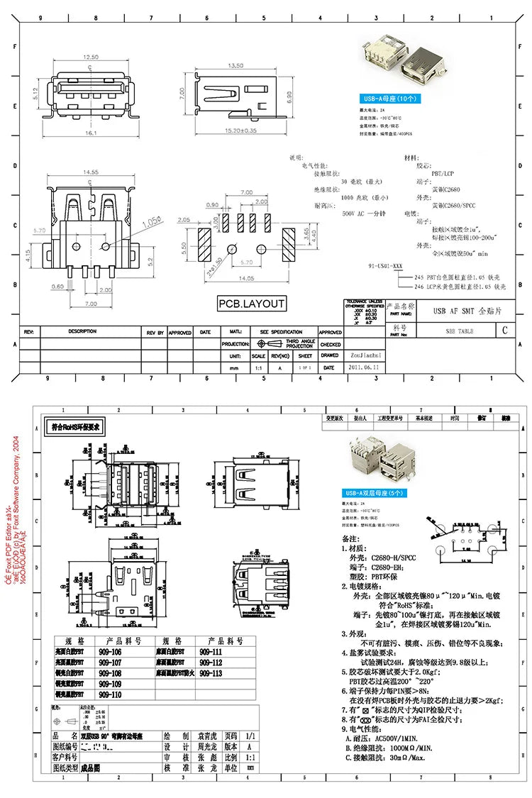 USB Series Socket USB Female Micro Connector Male MINI Plug Type-C Socket D Square Port B Data Type A