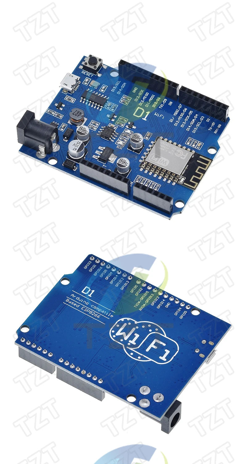 ESP-12E WeMos D1 UNO R3 CH340 CH340G WiFi Development Board Based ESP8266 Shield Smart Electronic PCB For Arduino Compatible IDE
