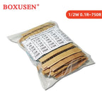 300PCS 150PCS 30values Each 5/10PCS 1~750 1K~820K Ohm 1/2W 1W 2W 3W Resistance 1% Metal Film Resistor Assortment Kit Set