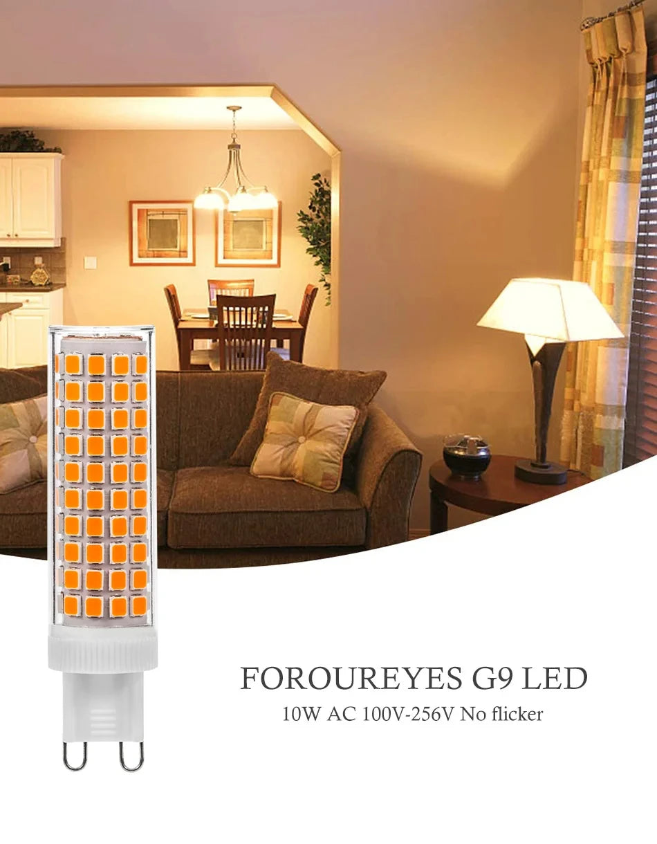 10pcs G9 LED Lamp AC100V-265V 10W No Flicker 76LEDS SMD2835 Ceramics Chandeliers Light Lighting For Living Room Led Bulb