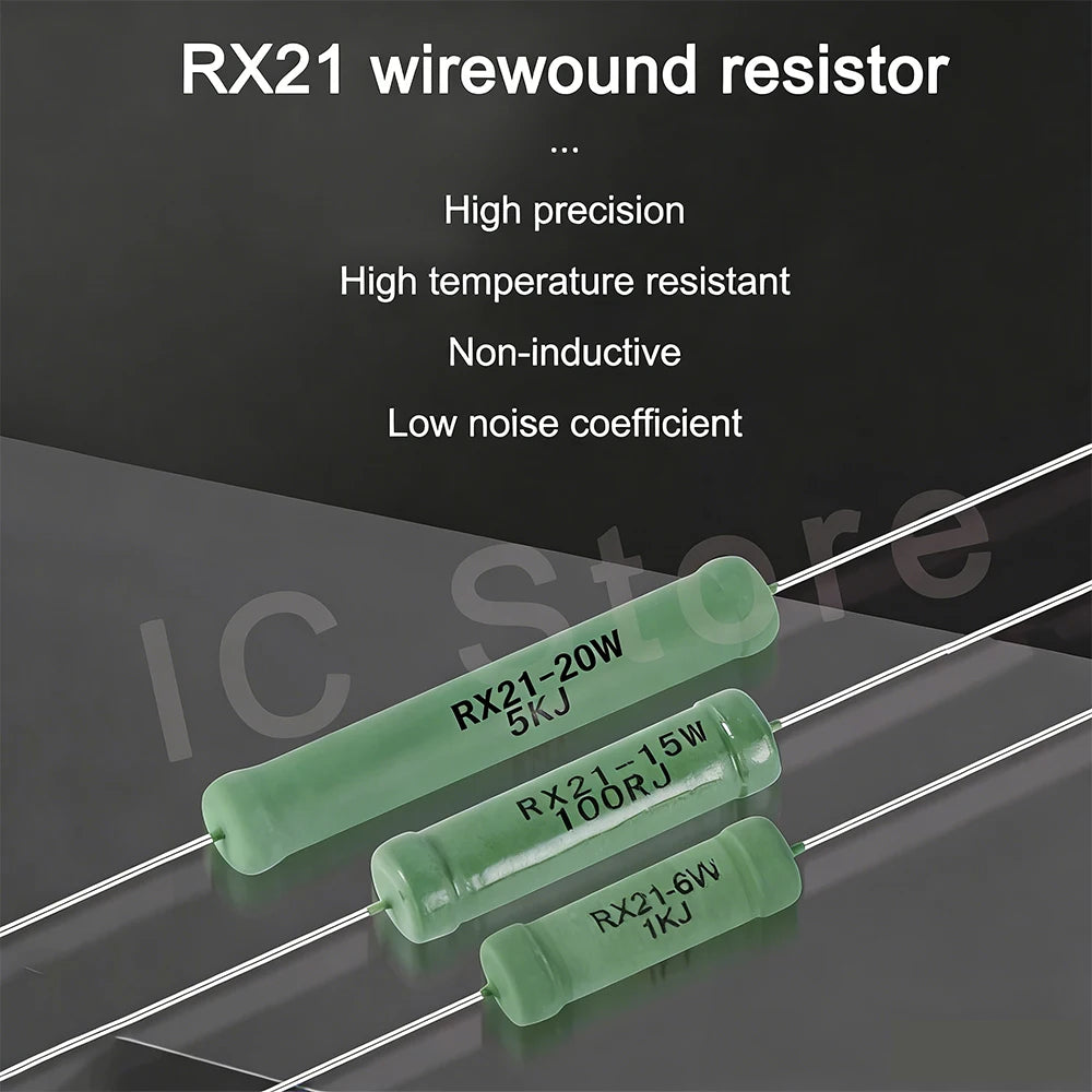 10PCS 15W 20W Wire Wound Resistor RX21 5% Resistance 0.1 0.2 1 2.2 3.3 4.7 6.8 10 22 47 100 220 330 470 680R 1K 10K 12K 15K Ohm