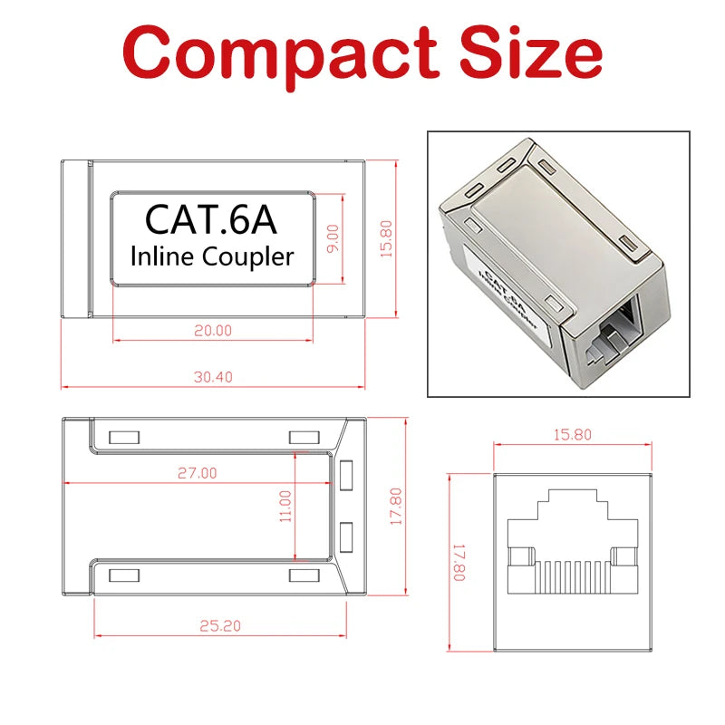 ProPatch Shielded RJ45 Cat7 Cat6/CAT6A Coupler RJ45 Coupler, Female to Female Ethernet Extender Adapter Inline Ethernet Coupler