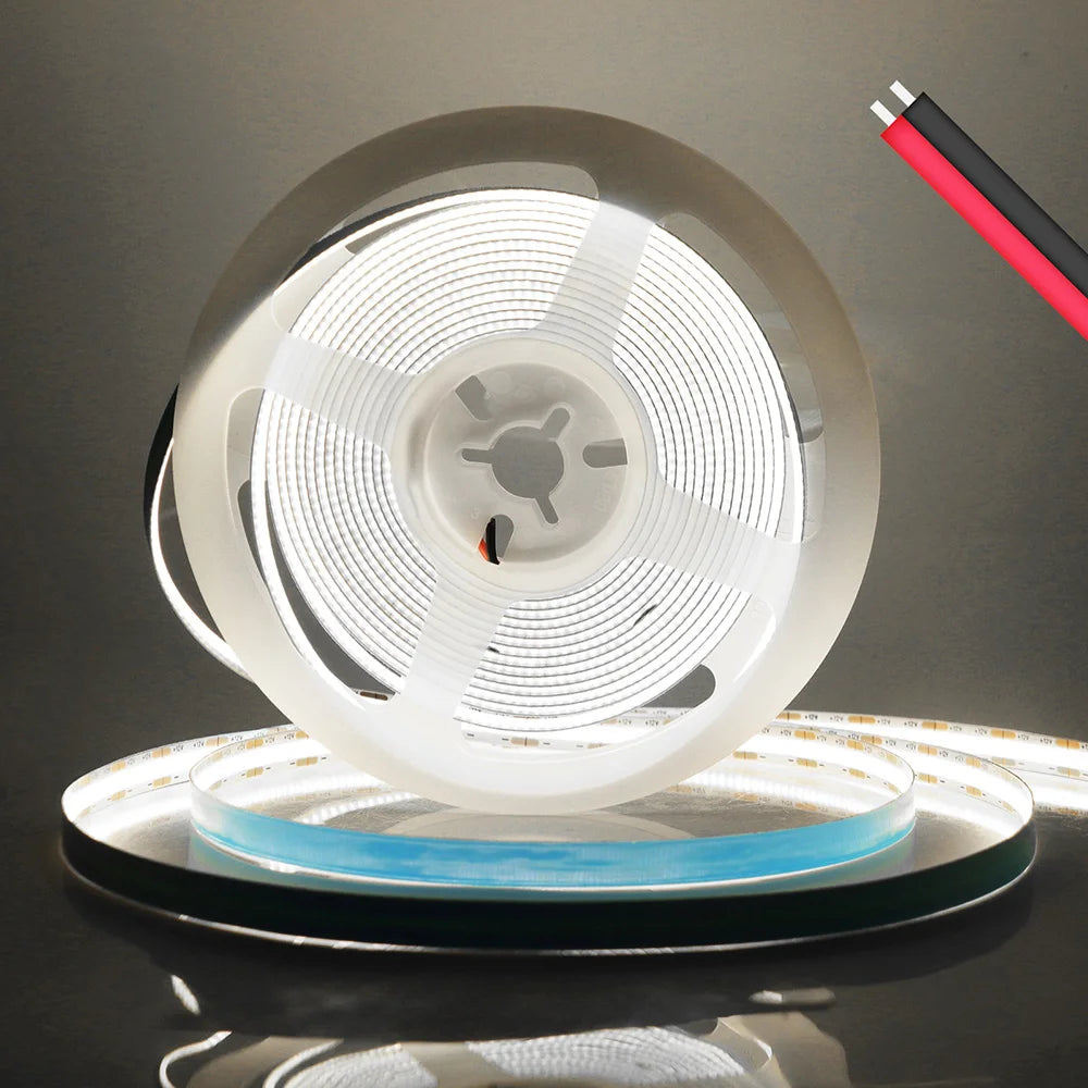 DC 12V 24V COB LED Strip Light 320 480 528 LEDs Flexible Tape High Density Linear Lighting Warm White 8mm PCB 0.5m 1m 2m 5m 10m