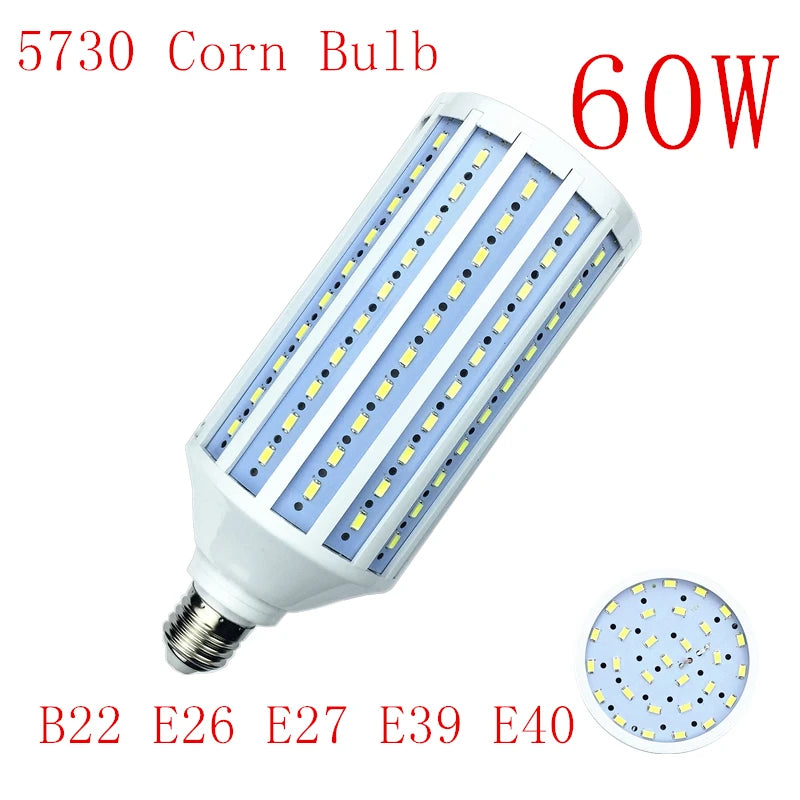 LED Bulb Lamp E14 B22 E27 E26 E39 E40 5730 Corn Spot Light 25W 30W 40W 50W 60W 80W 100W Lampada 110V 220V Cold Warm White Lights