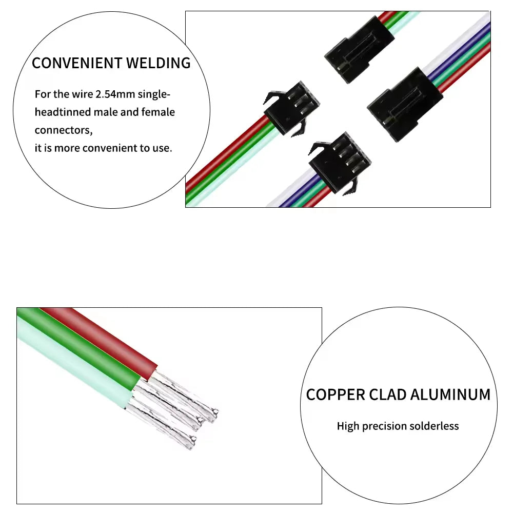 2Pin 3Pin 4Pin 5Pin 6Pin Led JST Connector Male/Female Wire Connector Led Strip Plug Connector Wire Cable for Led Light Driver