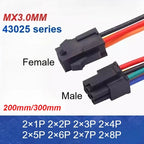5PCS Molex 3.0MM Terminal Cable 43025 Serie Small 5557/5559 Male Female Air Pair Wiring Computer Connection Wire Harness 22AWG