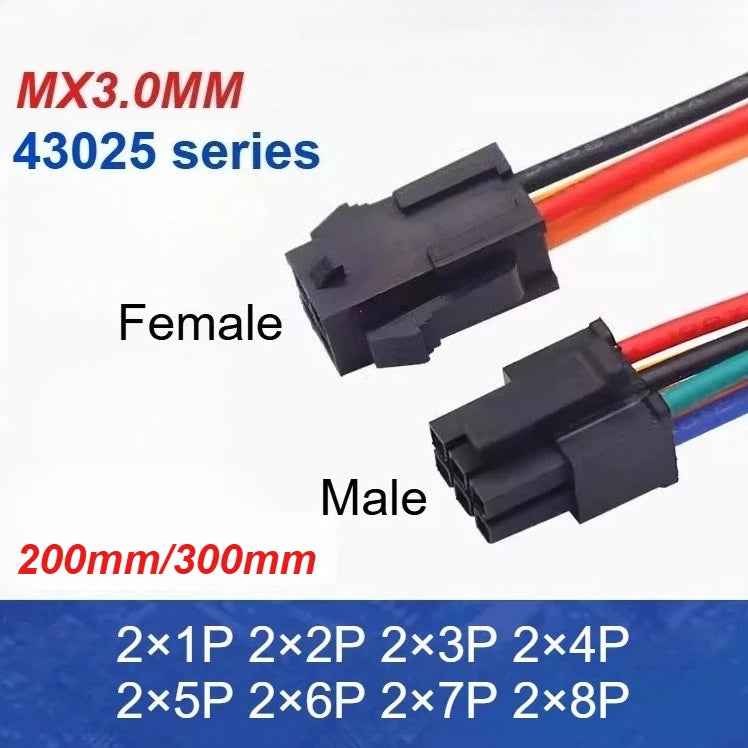 5PCS Molex 3.0MM Terminal Cable 43025 Serie Small 5557/5559 Male Female Air Pair Wiring Computer Connection Wire Harness 22AWG