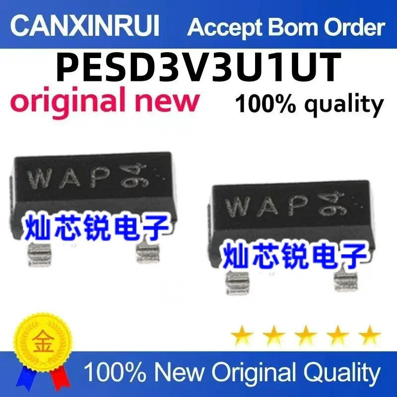 (5-100 pieces)New PESD3V3U1UT silk screen WAP SOT23 3.3V ultra-low capacitance ESD protection diode