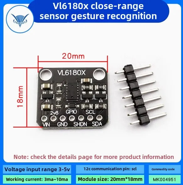 7620 Gesture Recognition Sensor PAJ7620U2 9 Gesture Recognition Sensor Modules RGB Infrared Sensing Modules