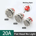 16/19/22mm 20A High Current Metal Push Button Switch IP67 Waterproof LED Light Momentary Latching Car Engine Power Switch Red