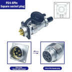 PLS24 WS24 6/10/12/19 Pin Metal Circular Aviation Socket Plug Wire Female Male Connector M24 Threaded Coupling Panel