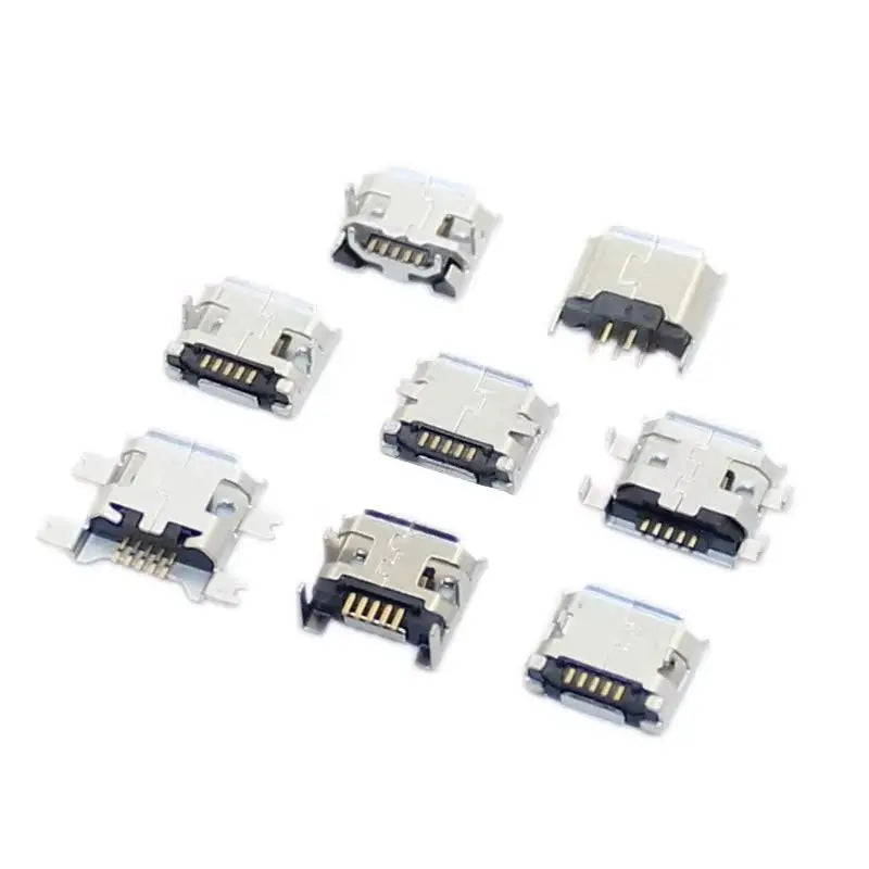 20pcs Micro USB 5 Pin SMT Socket Connector Type B Female Placement DIP SMD USB Charging Adapter Connectors Plug