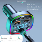 General Car Charger Bluetooth 5.0 FM Transmitter Handsfree PD Type-C Dual USB Ambient Player MP3 Charger Type-C Wireless Light