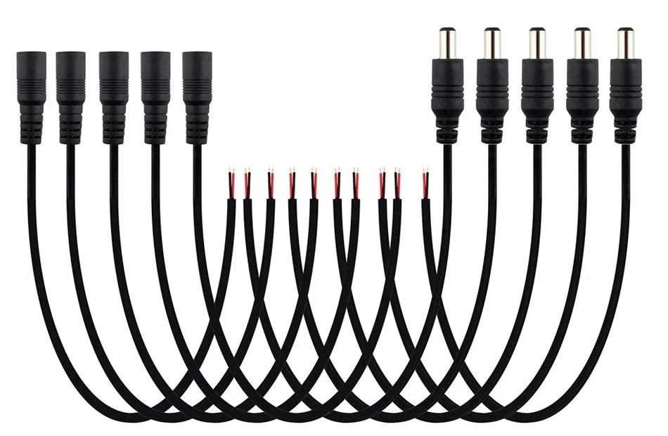 50cm 14AWG DC connector Power socket Cable Plug Wire Male & Female 15A 5.5x2.1mm 2.5mm For LED light Strip CCTV Cameras