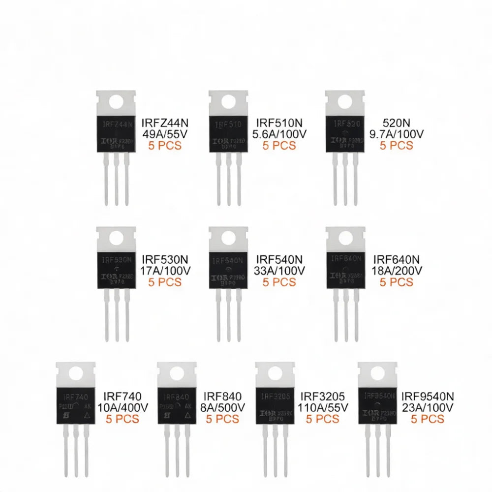 Transistor Assortment To220 Mosfet Irfz44n Irf510n Irf540n Irf3 Power Switching Component Electric Hardware Repair Project Parts