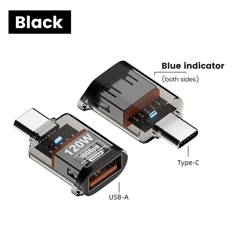 120W Fast Charging USB 3.2 to Type C Adapter OTG 10GB High Speed Data Audio Transfer For PC Tablet Xiaomi Huawei USB C Converter