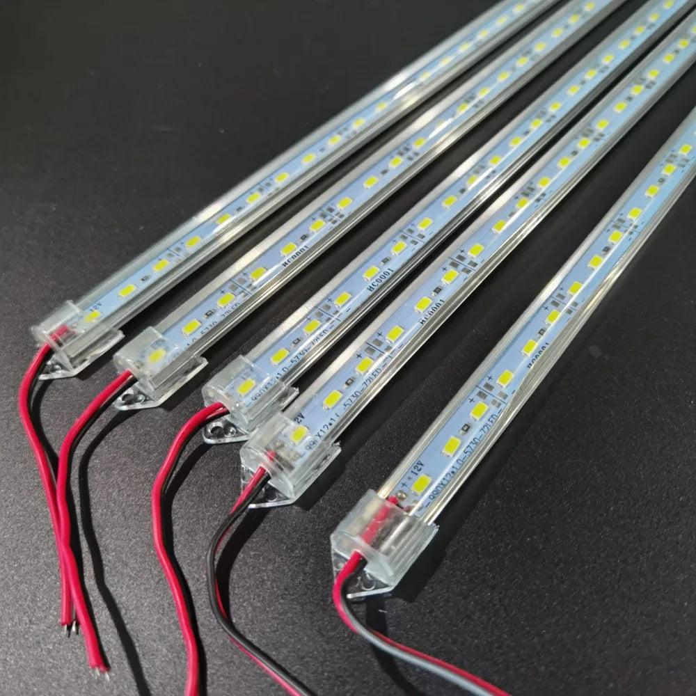 Factory Wholesale DC12V 10cm 20cm 50cm SMD 5730 5630 LED Hard Rigid Strip Bar Light Aluminium Shell +PC Cover LED Bar Light