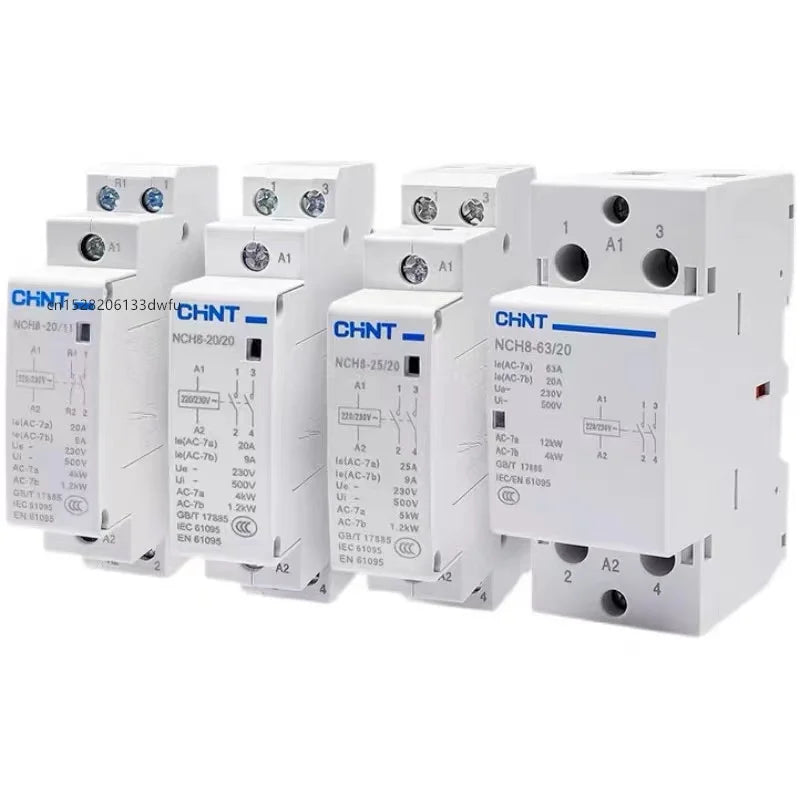 New Original CHINT NCH8-63/20 Modular AC household Mini Contactor 220V 230V 20A 25A 40A 63A 1NO 1NC 2NO 2NC 4NO NCH8-20 25 40