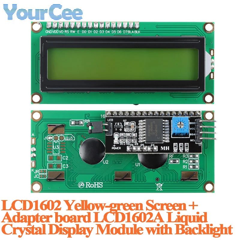 LCD1602 LCD2004 Yellow-Green/Blue Display Screen with Adapter Board with I2C IIC LCD1602A LCD2004A LCD Module with Backlight
